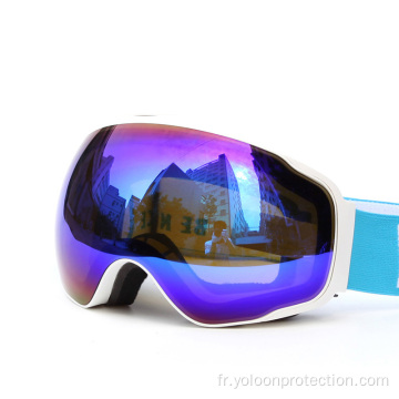 Lunettes de ski sphériques bleues pour la neige